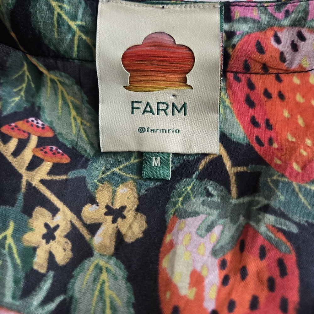 Farm Rio Lady Strawberry Blouse Size Medium - Picture 3 of 16